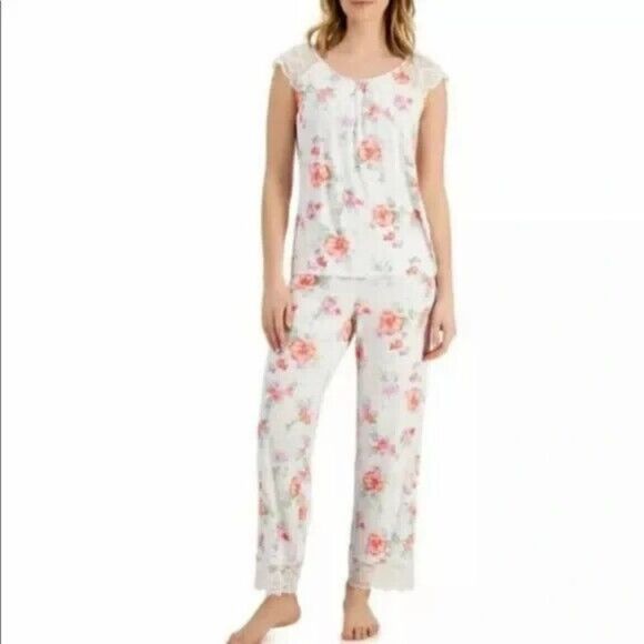 Charter Club White Blossoms Lace Short Sleeve PJ Set Extra Small NWT - Picture 1 of 6